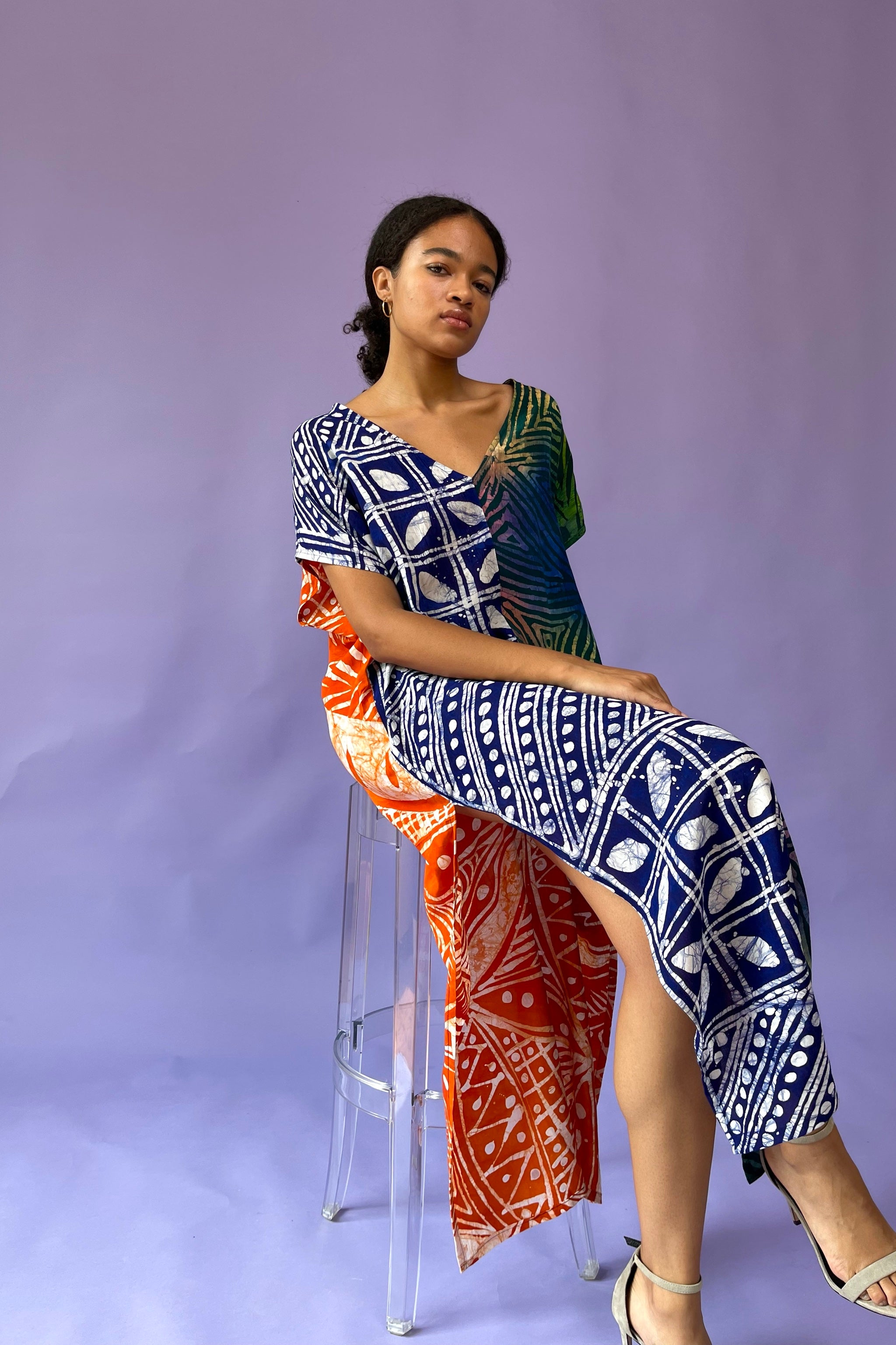 Malaika Caftan - Tangerine/Grass - suakoko betty