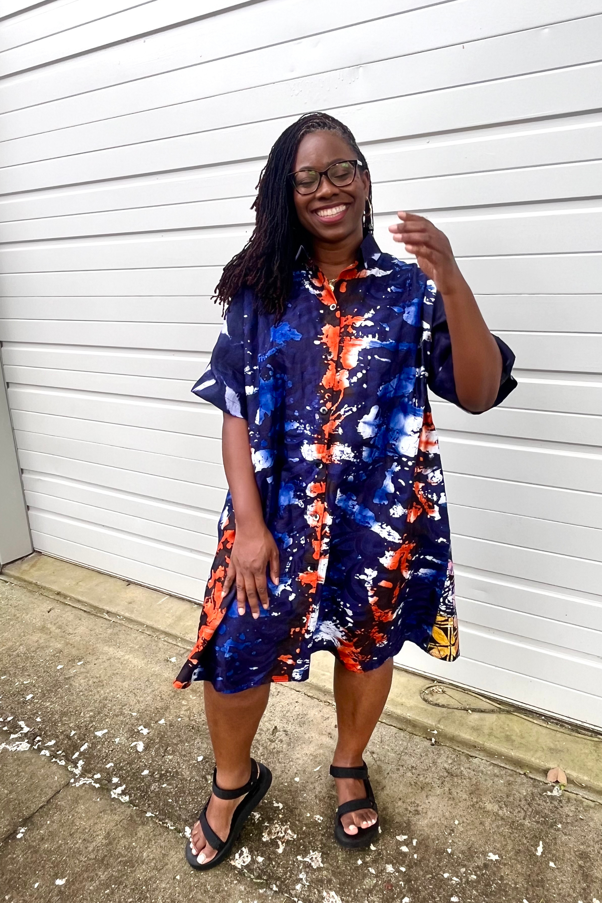 Sade Shirtdress - Navy/Punch - suakoko betty