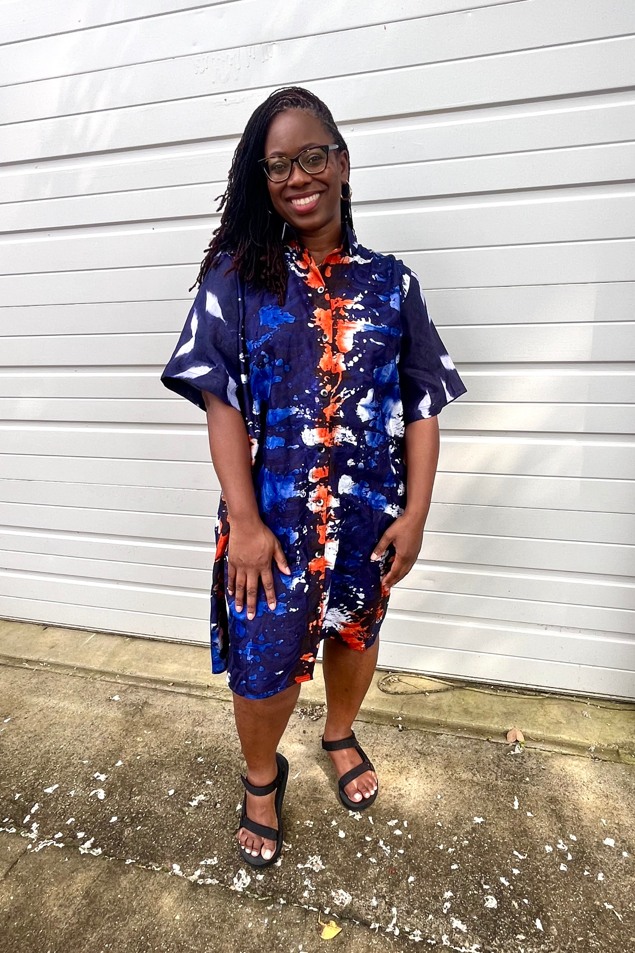 Sade Shirtdress - Navy/Punch - suakoko betty
