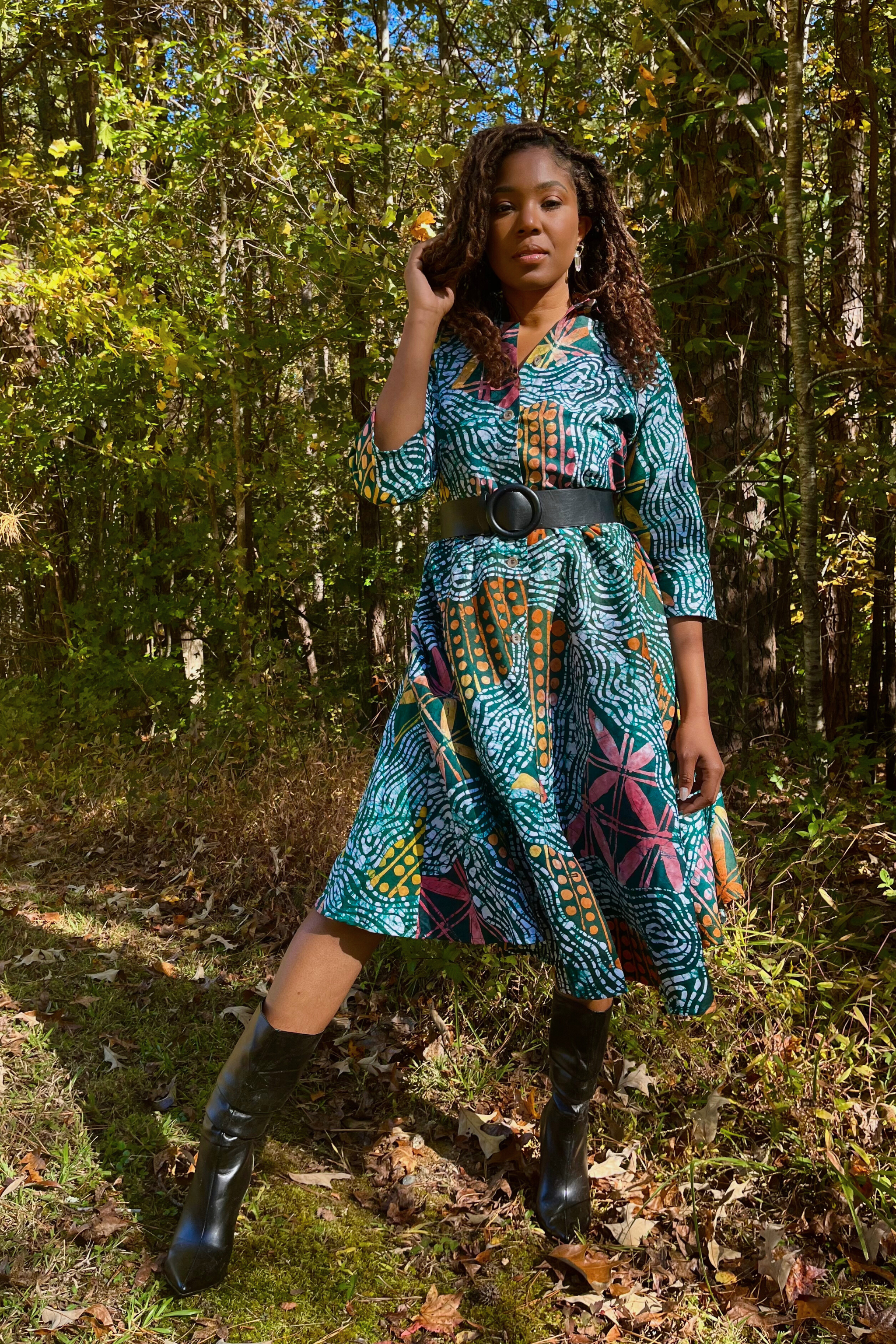 Adwoa Shirtdress - Forest - suakoko betty