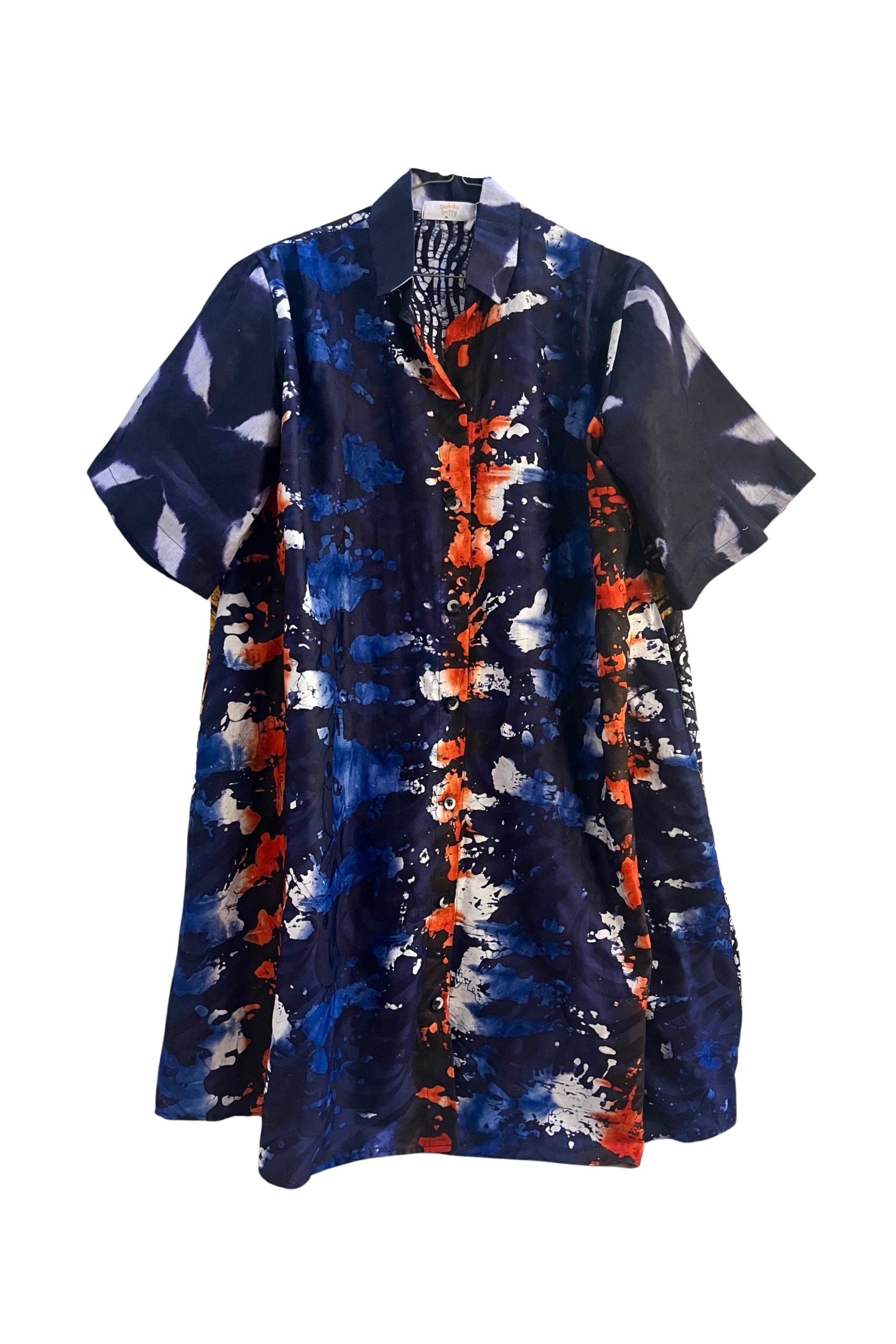 Sade Shirtdress - Navy/Punch - suakoko betty
